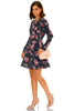 Pretty Pixie floral picnic dress in navy with pink floral pattern, perfect for casual outings